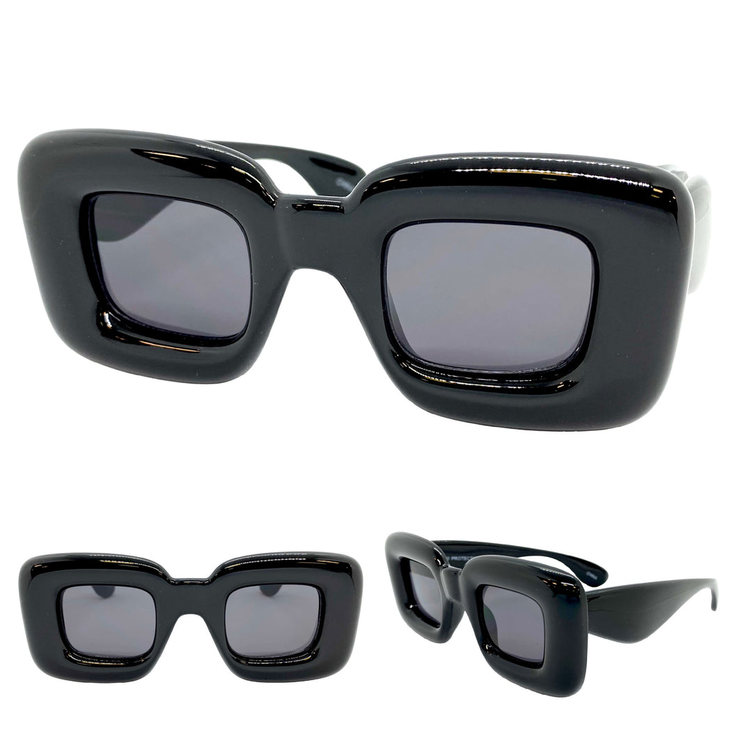 Oversized Modern Retro Style SUNGLASSES Super Thick Black Frame 80486