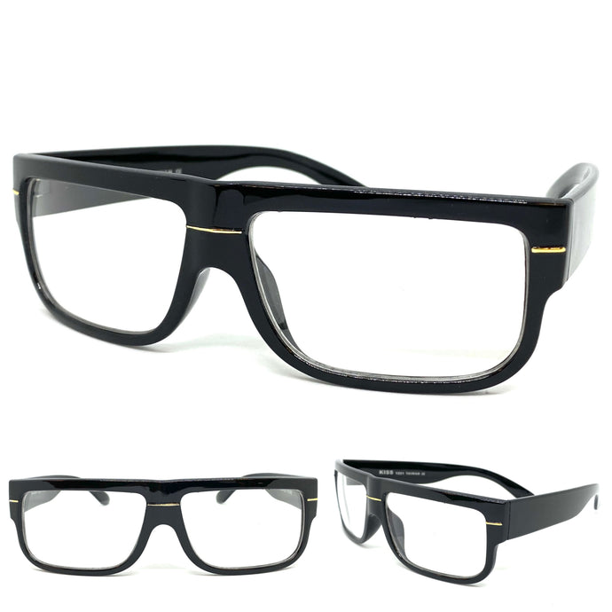 Men's Classic Vintage RETRO Style Clear Lens EYE GLASSES Thick Black Frame 1221