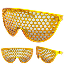 Oversized & Exaggerated Shield Style Party SUNGLASSES Huge Honeycomb Grid Lens 80144