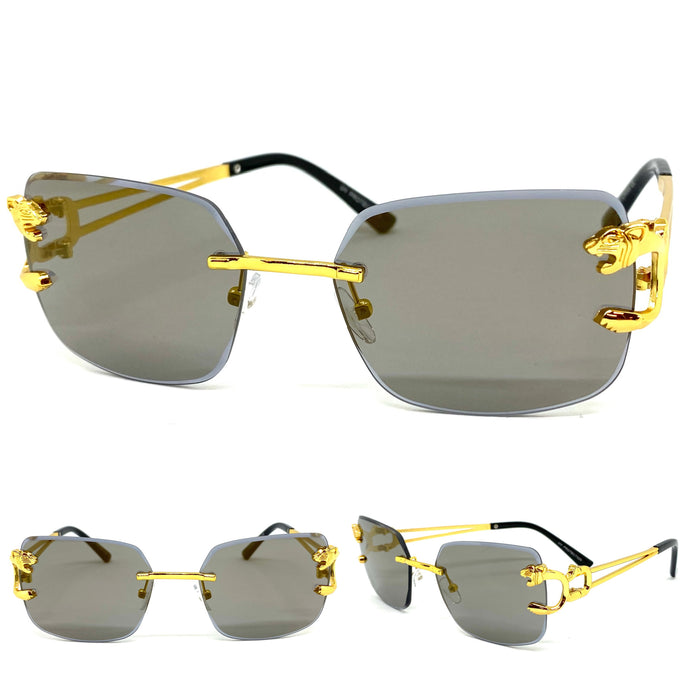 Men's Classy Elegant Luxury Modern Retro Style SUNGLASSES Rimless Gold Frame 27615