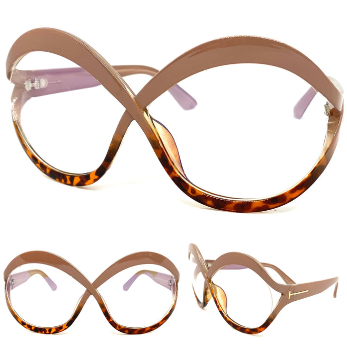 Oversized Exaggerated Vintage Retro Style Clear Lens EYEGLASSES Large Round Tortoise Optical Frame - RX Capable 95368