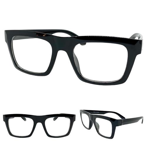 Classic Vintage Retro Style Clear Lens EYEGLASSES Black Optical Frame - RX Capable 81128