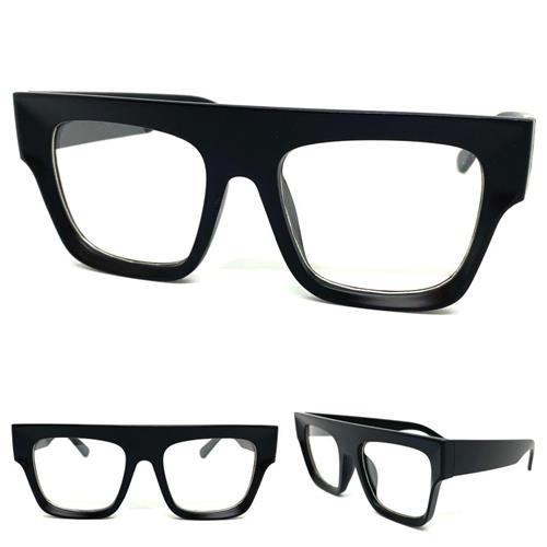 Oversized Vintage Retro Style Clear Lens EYEGLASSES Black Optical Frame - RX Capable 81127