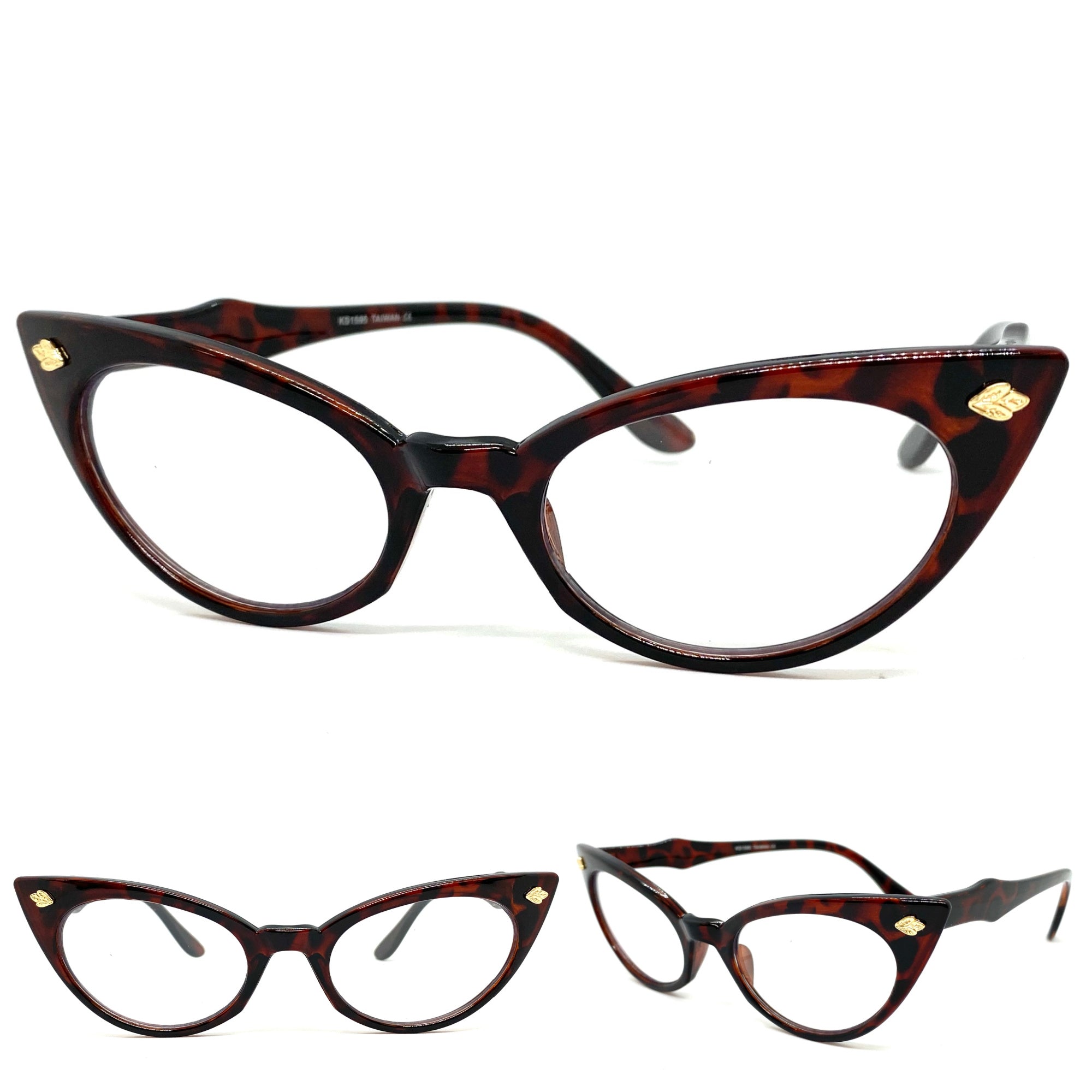 Cat Eye Glasses Frame Y2k Vintage Leopard Candy Color Clear Lens