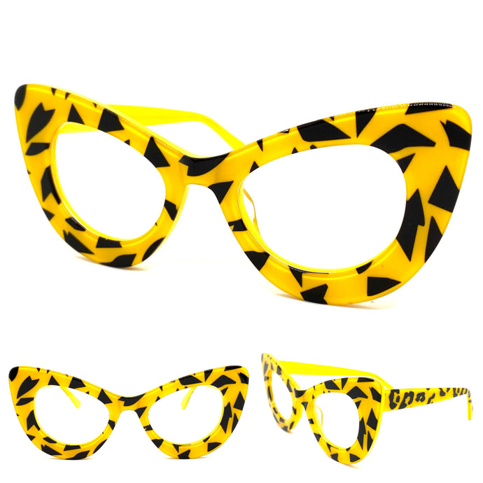 Classic RETRO Cat Eye Style Clear Lens EYEGLASSES Leopard Optical Frame - RX Capable 3724