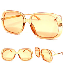 Women's Oversized Vintage Retro Style SUNGLASSES Large Orange & Gold Frame 48841