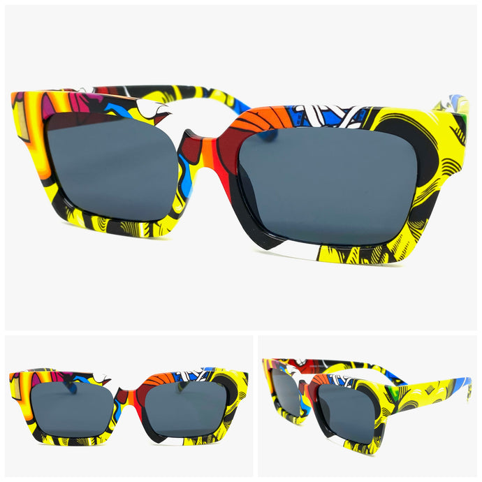 Oversized Modern Contemporary Retro Style SUNGLASSES Graffiti Frame 80366