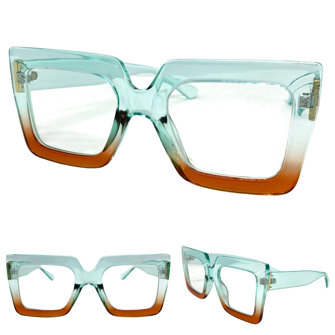 Oversized Vintage Retro Style Clear Lens EYEGLASSES Large Optical Frame - RX Capable 1256