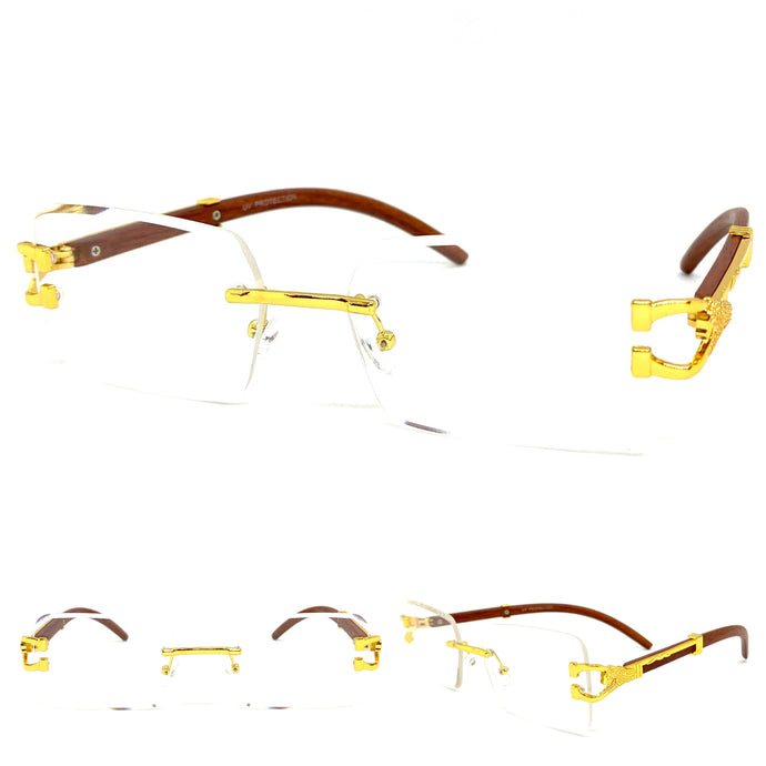 Men's Classy Elegant Luxury Retro Hip Hop Style CLEAR LENS EYEGLASSES Gold Frame 27618