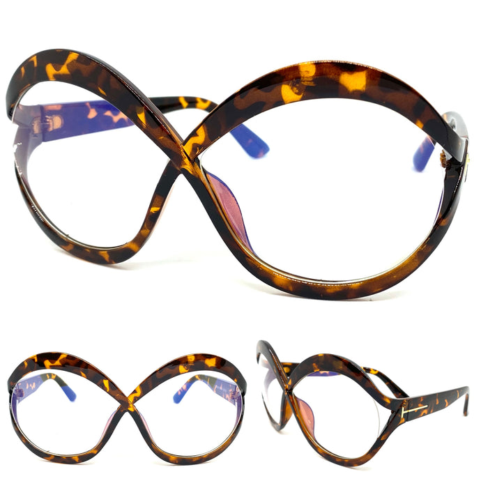 Oversized Exaggerated Vintage Retro Style Clear Lens EYEGLASSES Large Round Tortoise Optical Frame - RX Capable 95368