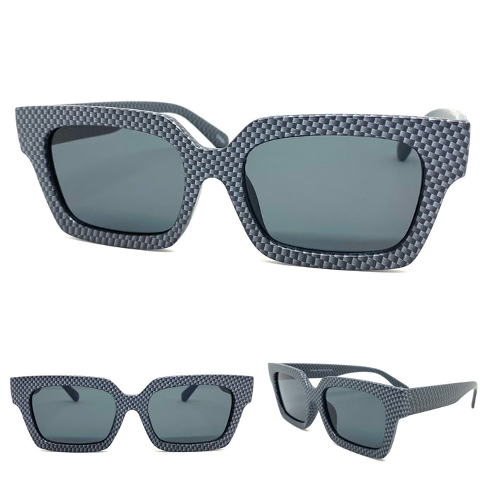 Oversized Modern Contemporary Retro Style SUNGLASSES Carbon Fiber Frame 80366