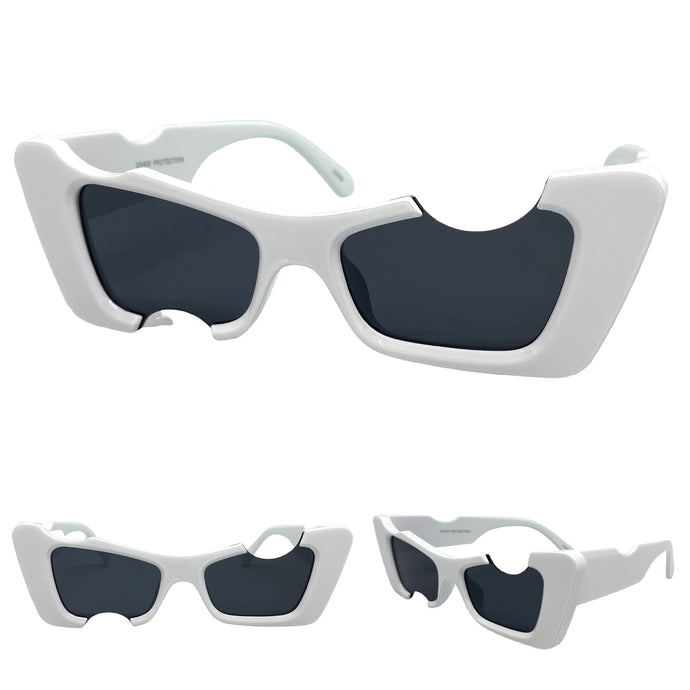 Classic Vintage Retro Cat Eye Style SUNGLASSES White Frame 80358