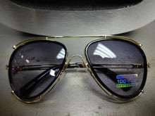 Unique Retro Aviator Sunglasses- Black & Gold