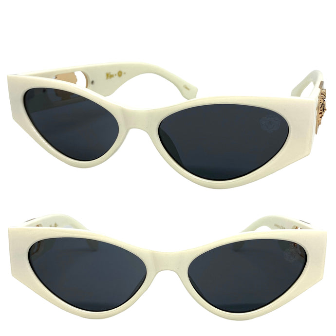 Exaggerated Vintage Retro Cat Eye Style SUNGLASSES Funky Cream Frame 4076