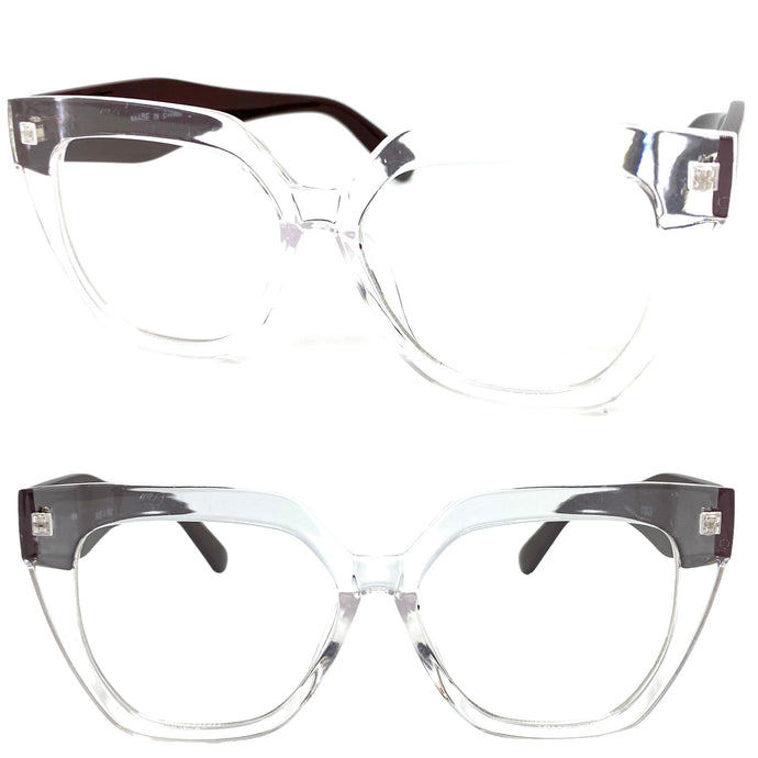 Oversized Exaggerated Retro Cat Eye Style Clear Lens EYEGLASSES Thick Transparent Frame 81100