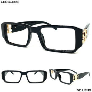 Classic Modern Retro Style Thick Black Lensless Eye Glasses- Frame Only NO Lens 6742