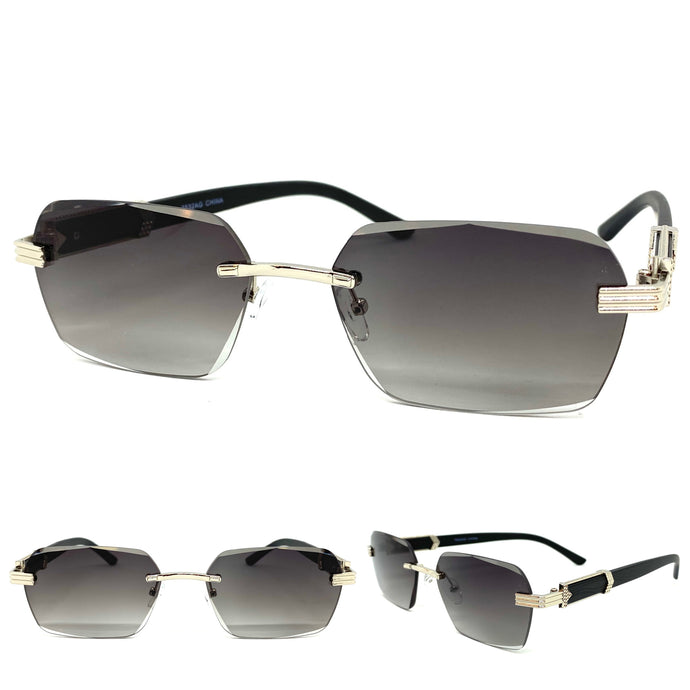 Men's Classy Elegant Luxury Retro Hip Hop Style SUNGLASSES Silver Rimless Frame 7532