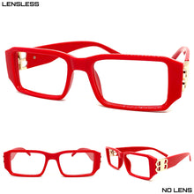 Classic Modern Retro Style Thick Red Lensless Eye Glasses- Frame Only NO Lens 6742
