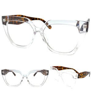 Oversized Exaggerated Retro Cat Eye Style Clear Lens EYEGLASSES Thick Transparent Frame 81100
