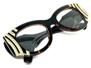 Ladies Oversized Classy Elegant Retro Cat Eye Style Clear Lens EYE GLASSES Exaggerated Thick Black & Tortoise Optical Frame RX-Capable 1845