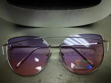 Trendy Cat Eye Sunglasses- Silver Frame/ Purple & Pink Lens