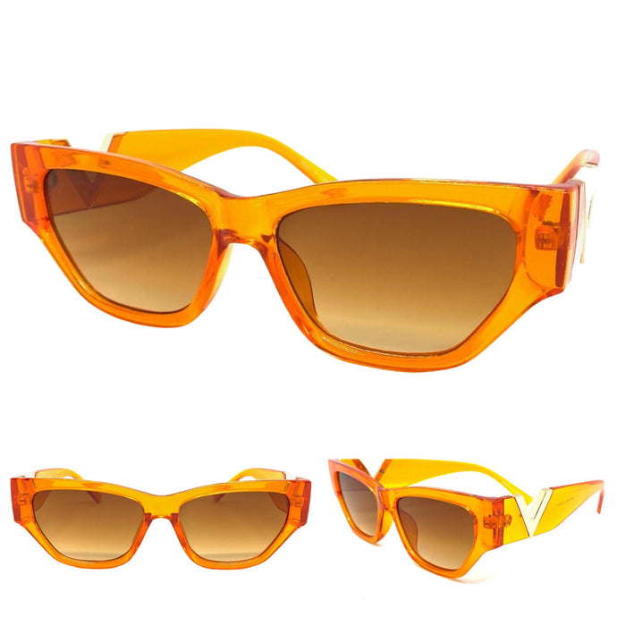 Exaggerated Modern Retro Cat Eye Style SUNGLASSES Funky Orange Frame E1678