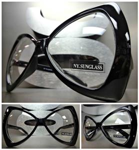 Oversized Bow Style Clear Lens Glasses- Black