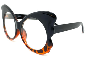 Ladies Oversized RETRO Style Clear Lens EYE GLASSES Huge Black & Tortoise Fashion Frame RX-Capable 81068