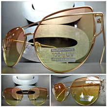 Trendy Cat Eye Sunglasses- Rose Gold Frame/ Orange & Yellow Lens