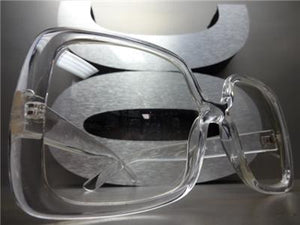 Oversized Transparent Square Frame Clear Lens Glasses