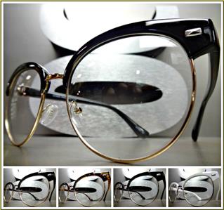 Round Clubmaster Style Clear Lens Glasses- 4 Color Options