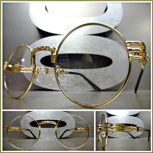 Vintage Round Gold Frame Clear Lens Glasses