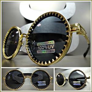 Unique Round Sunglasses- Black & Gold