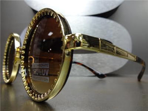 Unique Round Sunglasses- Tortoise & Gold