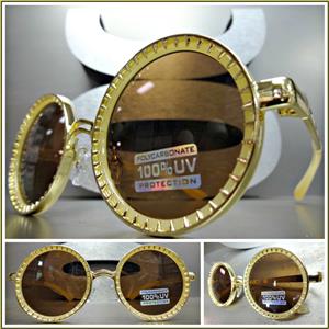 Unique Round Sunglasses- Beige & Gold