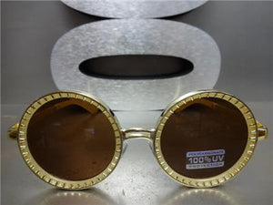 Unique Round Sunglasses- Beige & Gold
