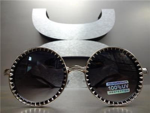 Unique Round Sunglasses- Black & Silver