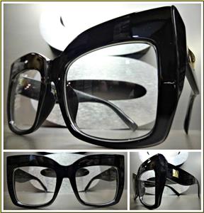 Thick Cat Eye Frame Clear Lens Glasses- Black