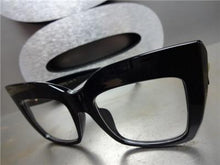Thick Cat Eye Frame Clear Lens Glasses- Black