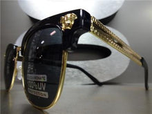 Rare Retro Clubmaster Style Sunglasses- Black & Gold