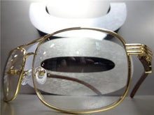 Rectangle Gold & Wooden Clear Lens Glasses Fashion Frames