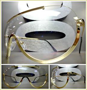 Retro Shield Style Clear Lens Glasses