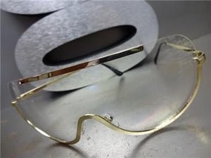Retro Shield Style Clear Lens Glasses