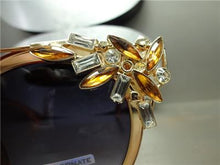 Trendy Crystal Embellished Sunglasses- Amber & Gold
