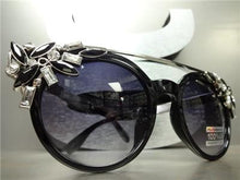 Trendy Crystal Embellished Sunglasses- Black & Silver