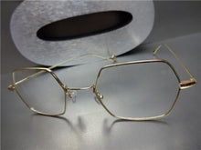 Gold Hexagon Frame Clear Lens Glasses