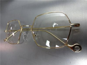 Gold Hexagon Frame Clear Lens Glasses
