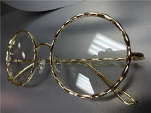 Fashion Round Clear Lens Glasses- Gold