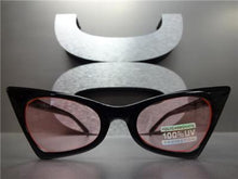 Retro Cat Eye Sunglasses- Black Frame/Pink Lens