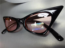 Retro Cat Eye Sunglasses- Black Frame/Pink Lens